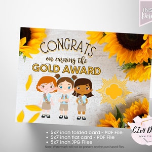 Congrats Greeting Card | Gold Award | Scouts | Printable | 5x7 Folded Card or Flat Card |---INSTANT Digital Download---