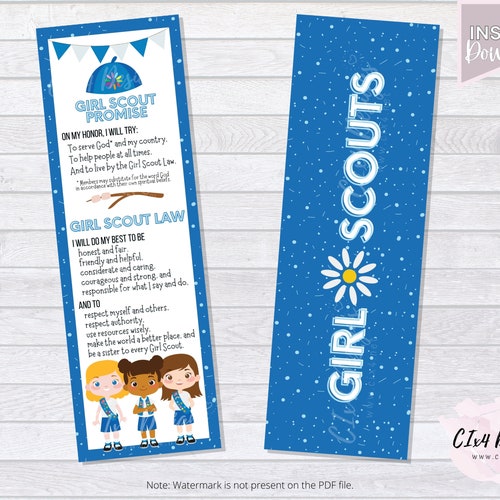 Girl Scouts Bookmarks Daisies Printable Law Promise - Etsy