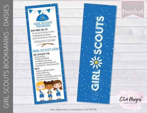Girl Scouts Bookmarks Daisies Printable Law Promise | Etsy