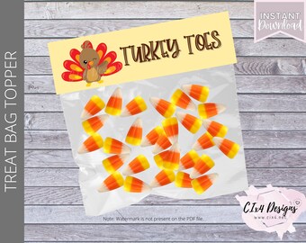 Thanksgiving Treat Bag Topper | Turkey Toes | Party Favor | Classroom Favor | ---INSTANT Digital Download---