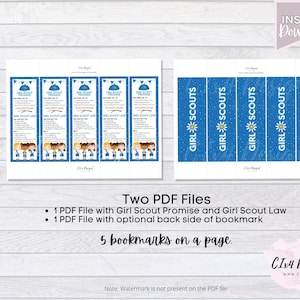 Girl Scouts Bookmarks Daisies Printable Law Promise INSTANT Digital ...