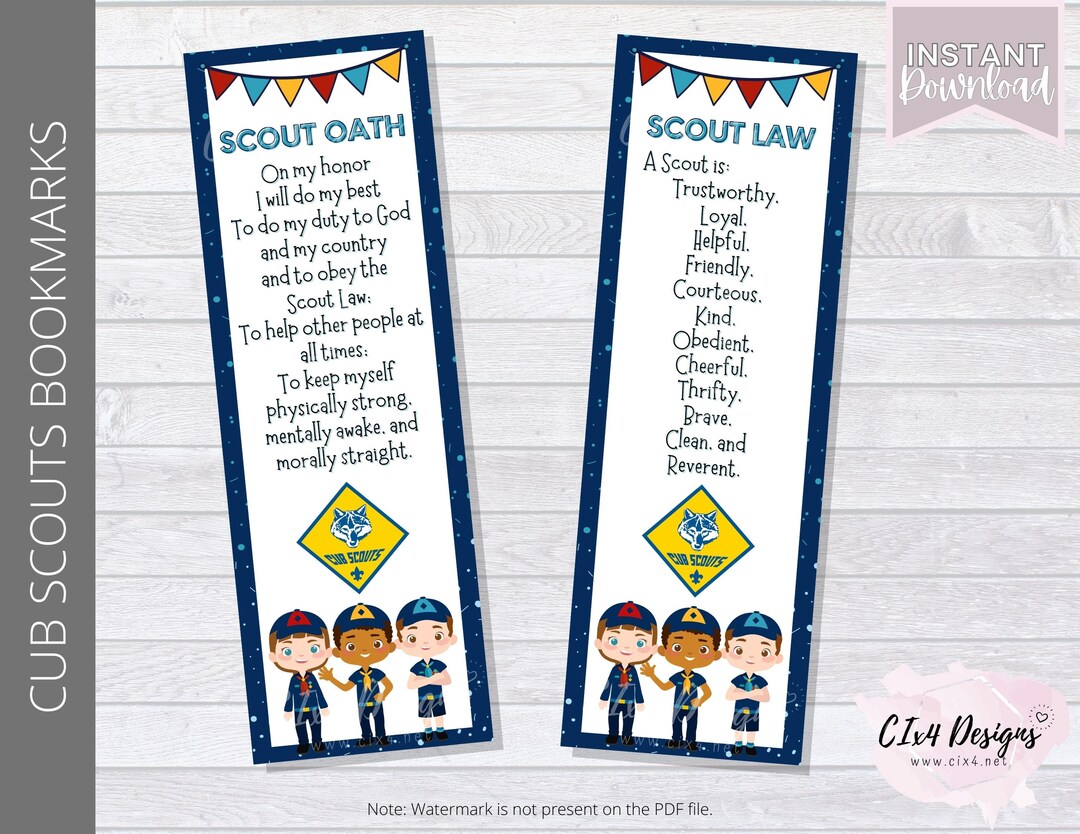 Cub Scouts Bookmarks Version 3 Printable Scout Oath - Etsy