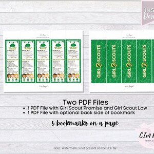 Girl Scouts Bookmarks Juniors Printable Law Promise INSTANT Digital ...