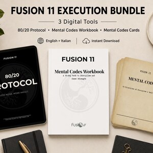 Fusion 11 Execution Bundle, 80/20 Protocol, Mental Codes Workbook, Mindset Cards, Productivity Planner PDF, Digital Download