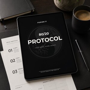 80/20 Execution Protocol | Printable Productivity Planner | Focus System | Digital PDF | Less Noise More Impact | Fusion 11