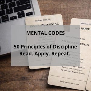 Discipline Printable Cards PDF | 50 Self Mastery Principles | Mindset Quote Cards | Personal Growth Download