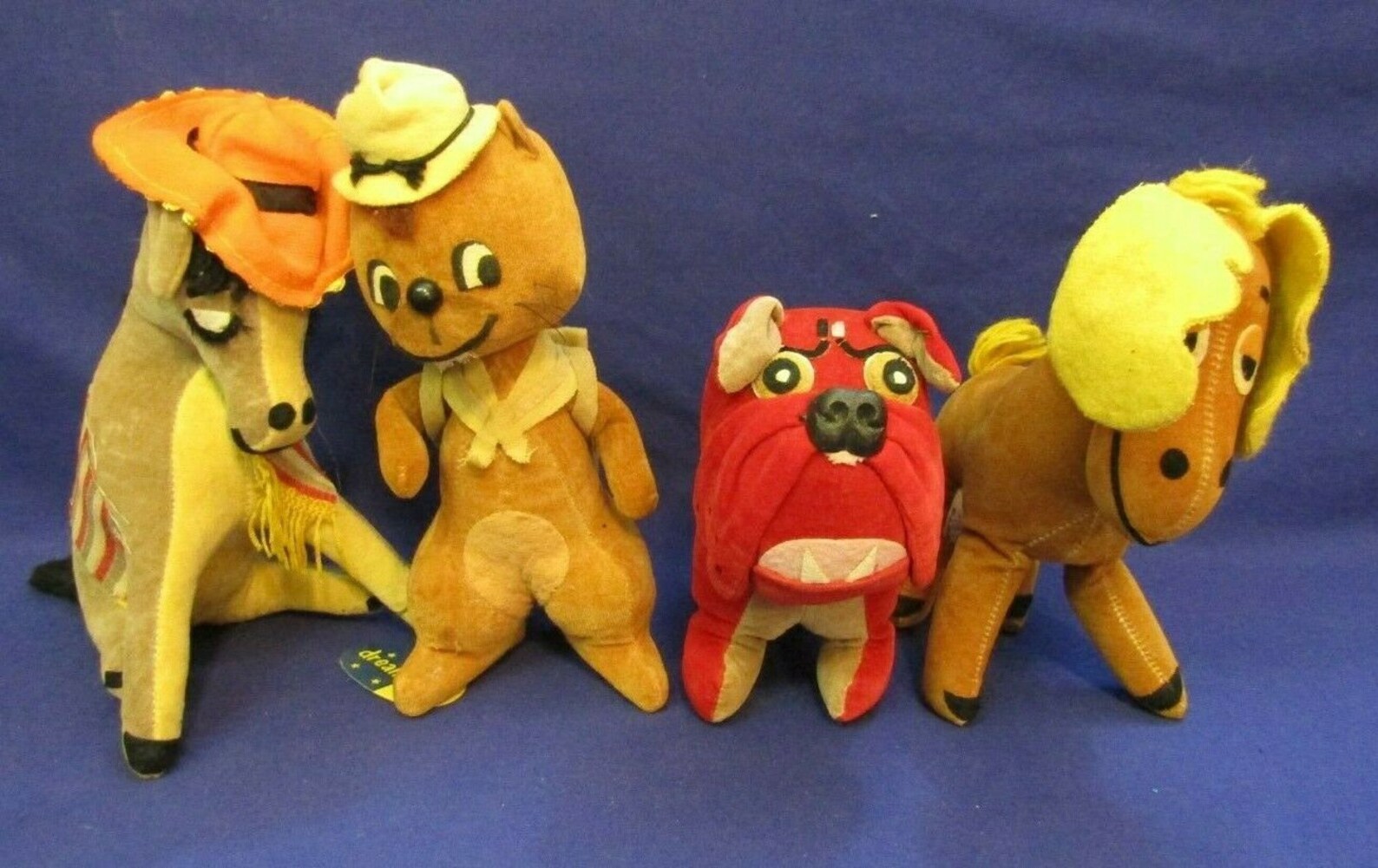 Lot Of 4 Vintage Dream Pets Sawdust Stuffed Animals Dog Donkey Etsy