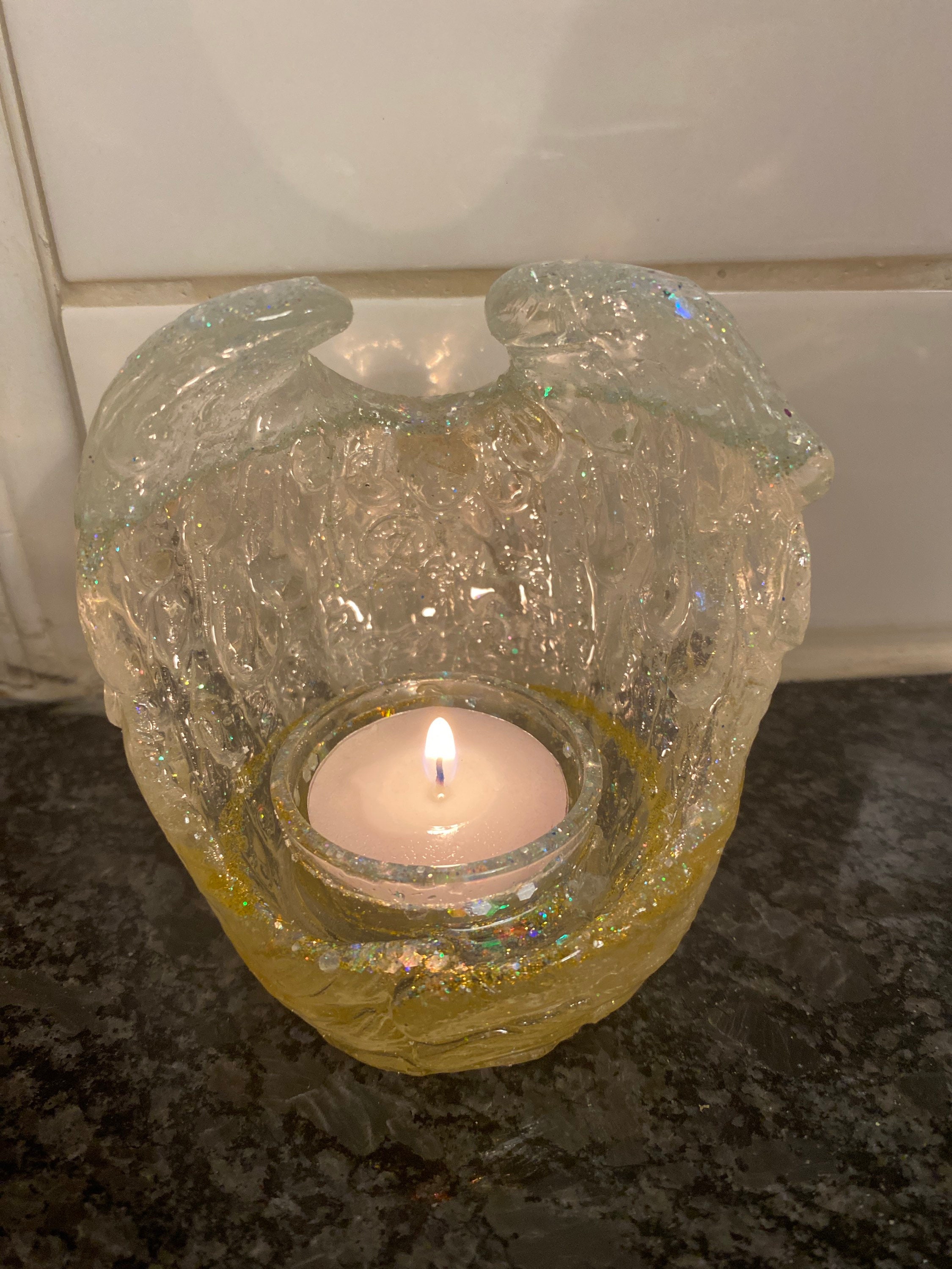 Resin Angel Wings Candle Holder Etsy