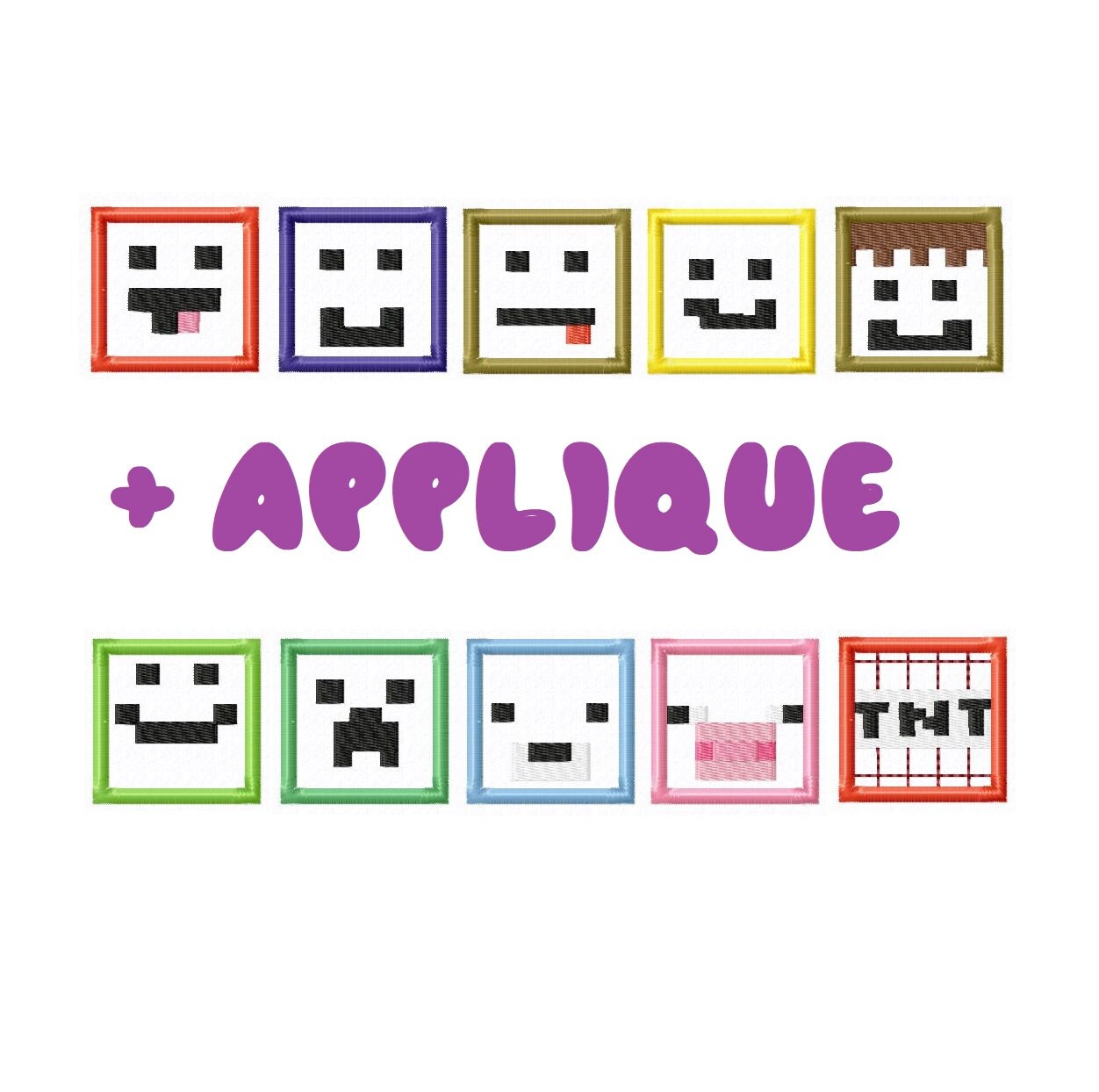 Machine embroidery design Minecraft game MINE BLOCK jef Etsy