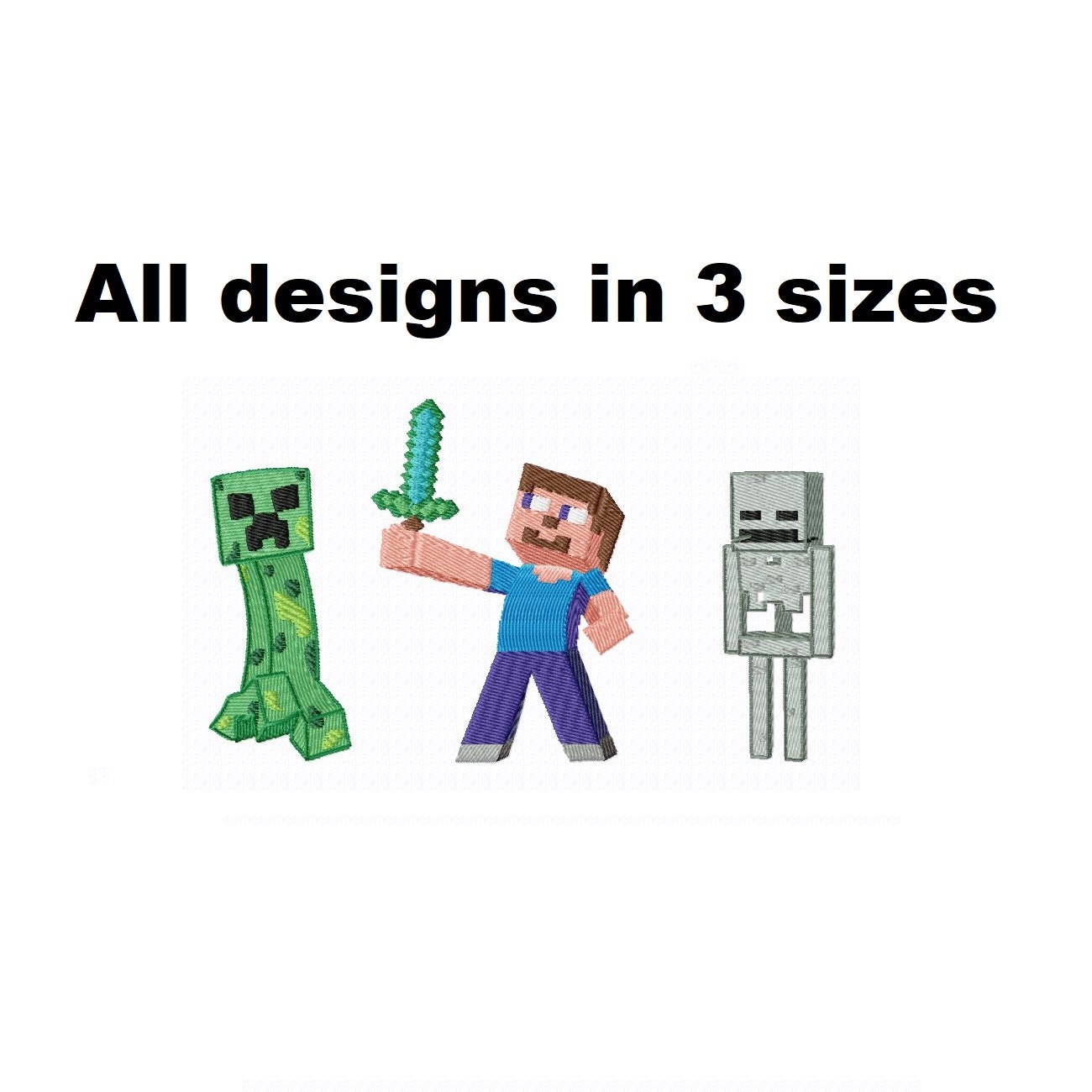 Machine embroidery design Minecraft game Steve Skeleton Etsy