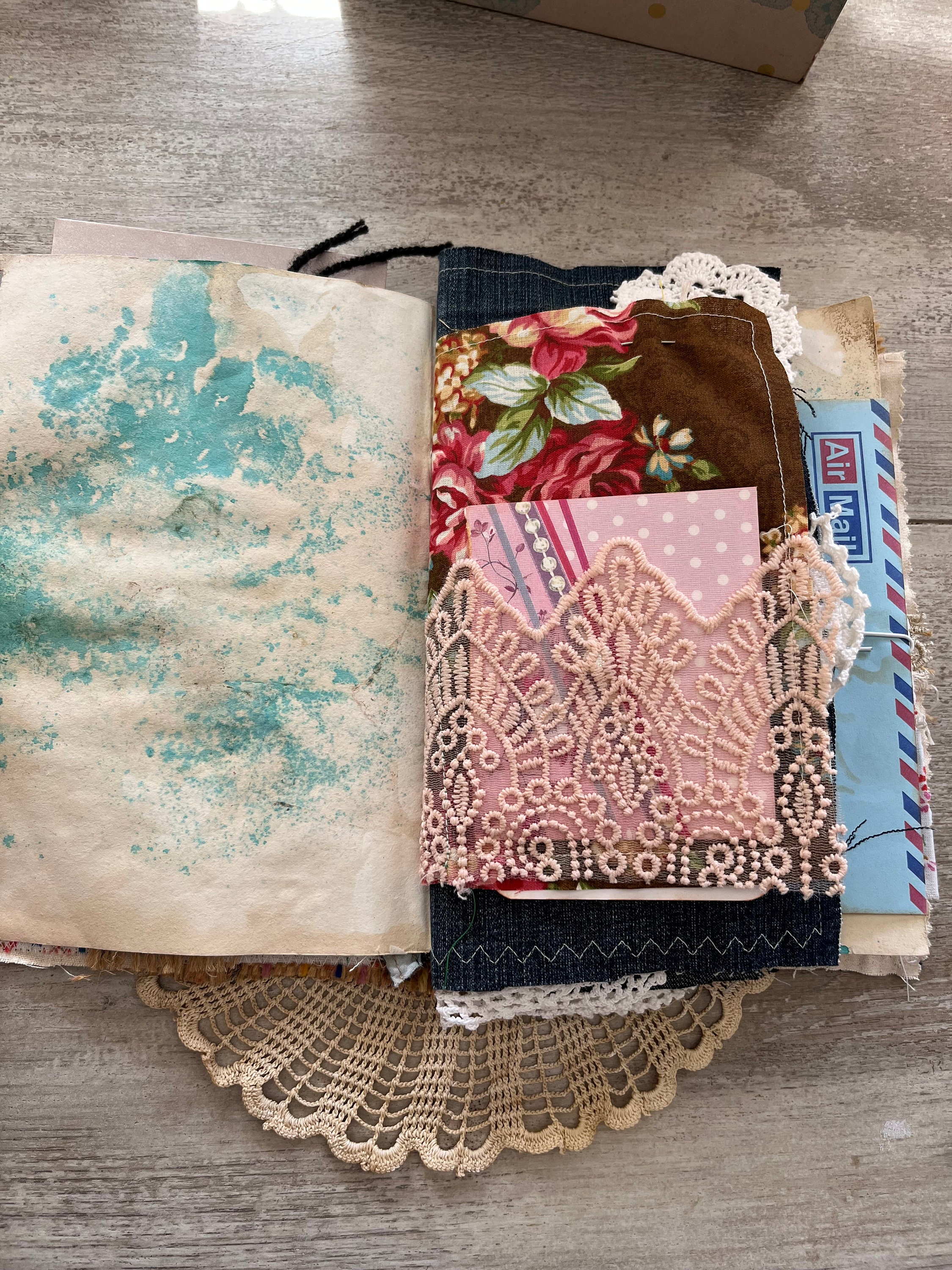 Fabric Junk Journal Handmade Homemade OOAK Etsy