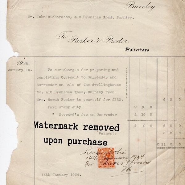 Vintage House sale documents 1923 1924