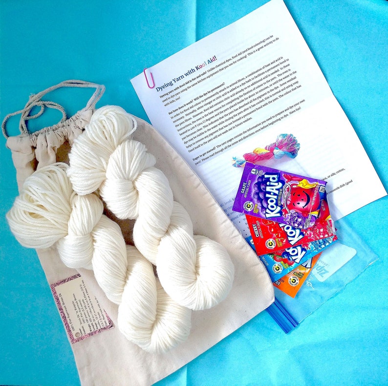 Diy Kool Aid Yarn Dyeing Kit Includes Merino Wool Yarn Full Etsy Diy Kool Aid Yarn Dyeing Kit Includes Merino Wool Yarn Full Etsy