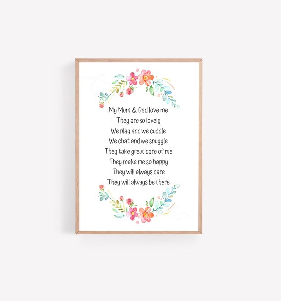 Original Family Poem for Kids Printable Nursery Wall Art | Etsy México