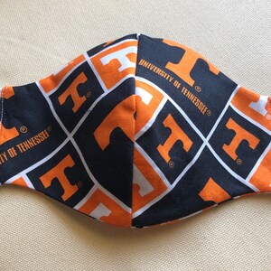 3 Layer Face Mask with University of TN Fabric, UT Mask, UT Face Mask, Three Layer Protection Face Mask, Orange and White Face Mask