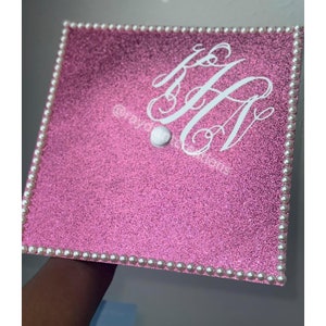 Custom Graduation Initial Cap Topper | Glitter Graduation Cap Topper  | Graduation Cap  | Girly Graduation Cap | Decorative Graduation Cap