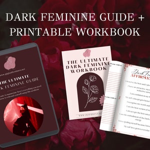 Dark Feminine Guide, Femme Fatale, Rebrand Yourself, Shadow Work, Affirmations, Personal Transformation, Self-help book, Growth Mindset, Personal Development, Feminine Power, Embrace Shadows, Self Discovery, Mystery and Seduction