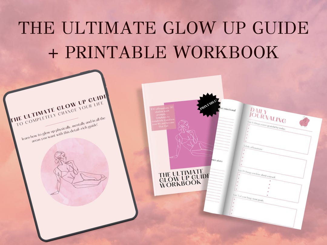 Glow up Guide + Printable Workbook | Self-care, Life Transformation (A4 ...