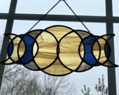 Moon Phase Triple Goddess Geometric Eclipse Stained Glass Suncatcher