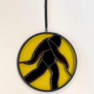 Bigfoot Stained Glass Suncatcher: Sasquatch Window Ornament, Halloween Decor