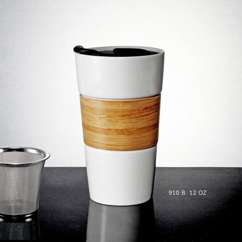 Ceramic Travel Mug With Infuser Tea Infuser Tea Travel Mug Etsy