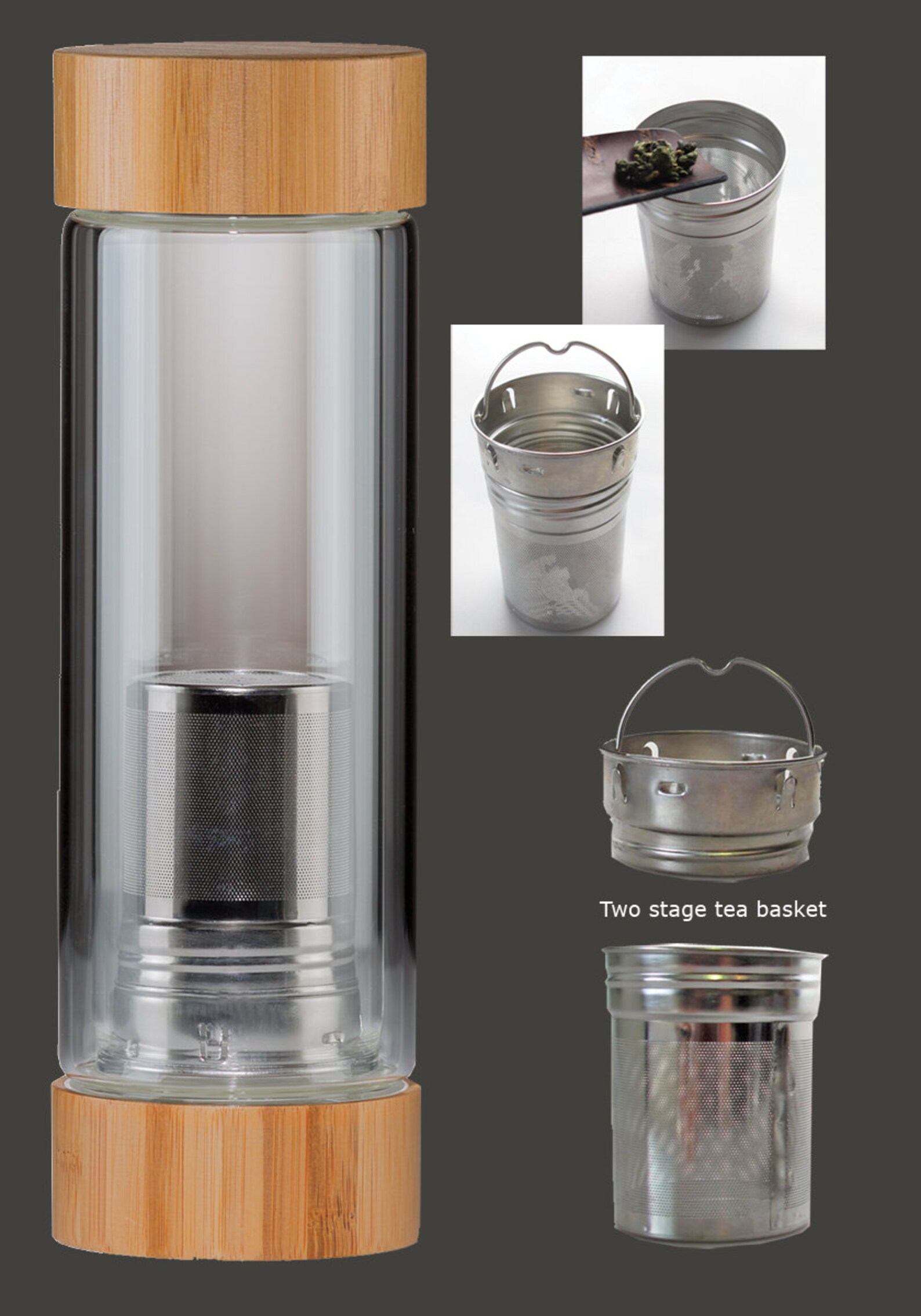 Bamboo Lid 14 oz double wall tea tumbler Tea Infuser Reusable | Etsy