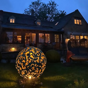 Handmade Metal Swift Sphere Modern Garden Sculpture Garden Yard Art  / Garden Globe / Exterior Ball / Garden Lighting