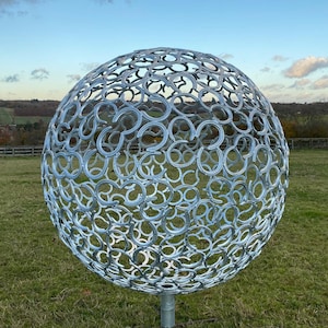 Handmade Horseshoe Illuminated Garden Sphere / Garden Yard Art  / Garden Globe / Exterior Ball / Garden Lighting
