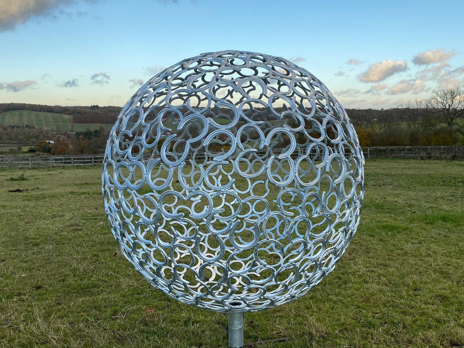 Handmade Horseshoe Illuminated Garden Sphere / Garden Yard Art / Garden