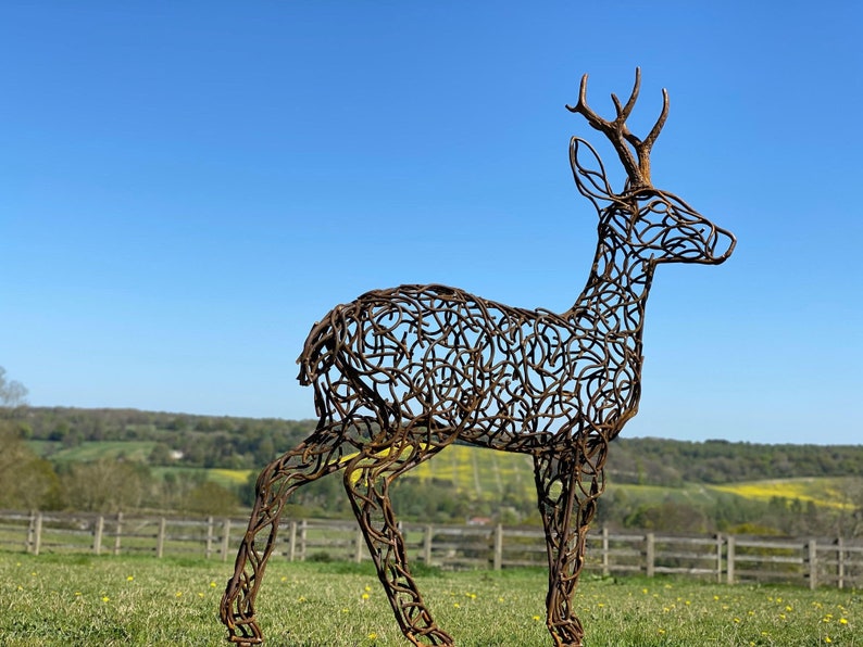 Handmade Roe Deer Metal Rustic Garden Sculpture Garden Yard Etsy