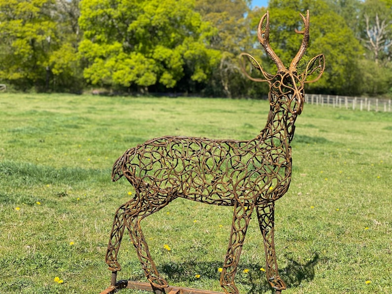 Handmade Roe Deer Metal Rustic Garden Sculpture Garden Yard Etsy