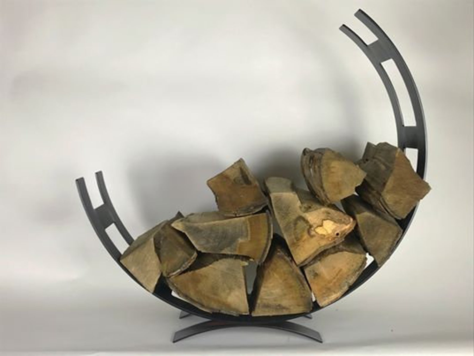 Modern Handmade Metal Log Holder Garden Yard Art Etsy