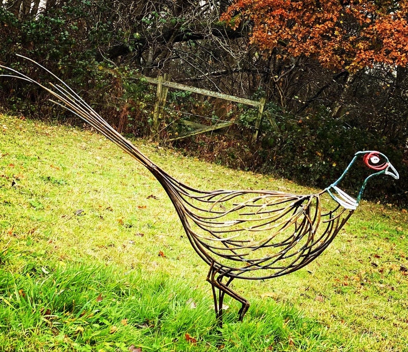 Metal Pheasant Garden Sculpture Garden Yard Art Etsy Australia