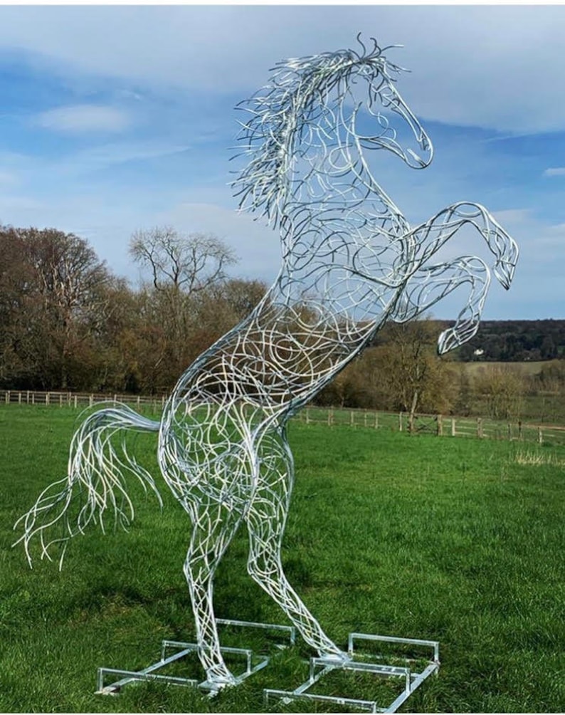 Large Handmade Metal Rearing Horse Garden Animal Sculpture Garden Yard