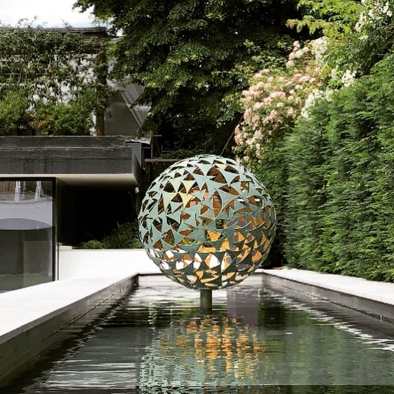 Handmade Metal Garden Lighting Sphere Sculpture Verdigris & Etsy