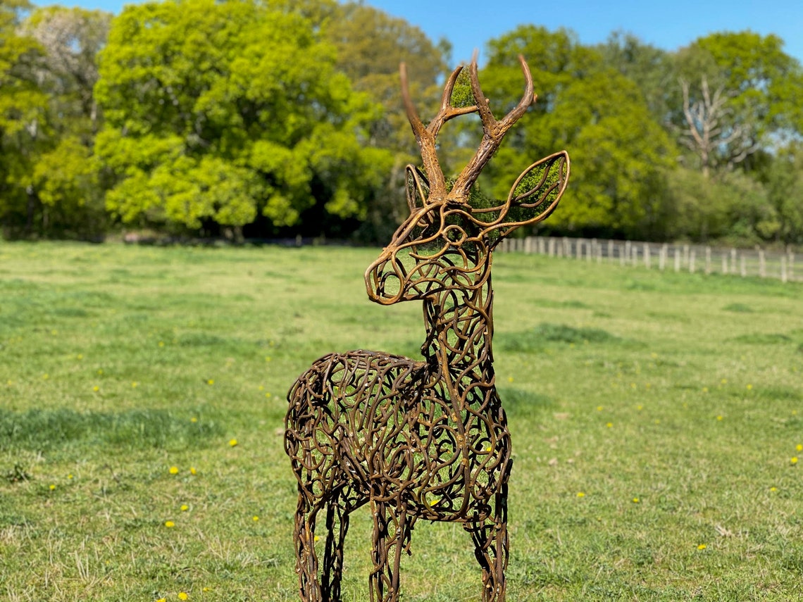 Handmade Roe Deer Metal Rustic Garden Sculpture Garden Yard Art Etsy