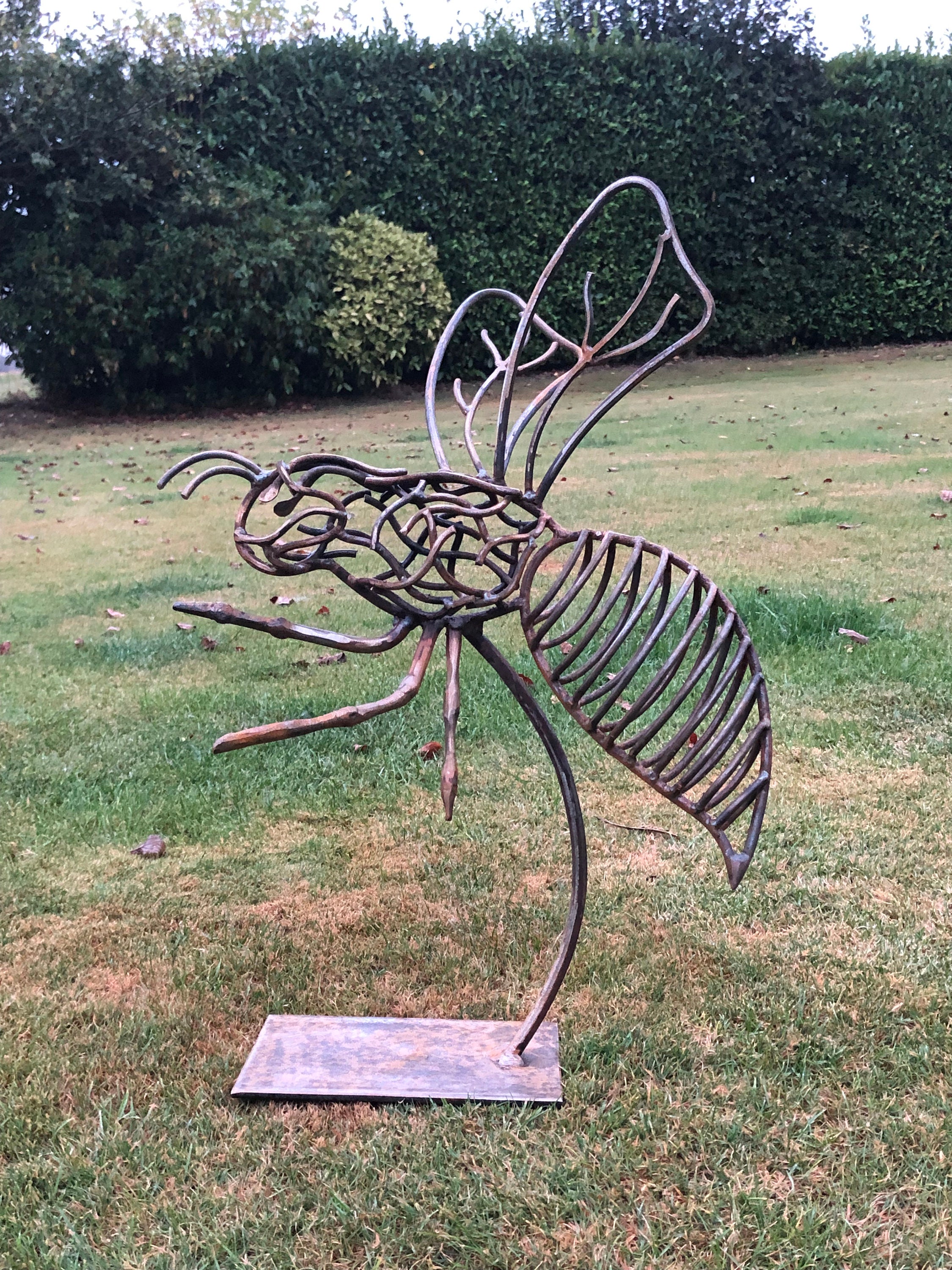 Handmade Metal Wasp Sculpture Interior or Exterior Art