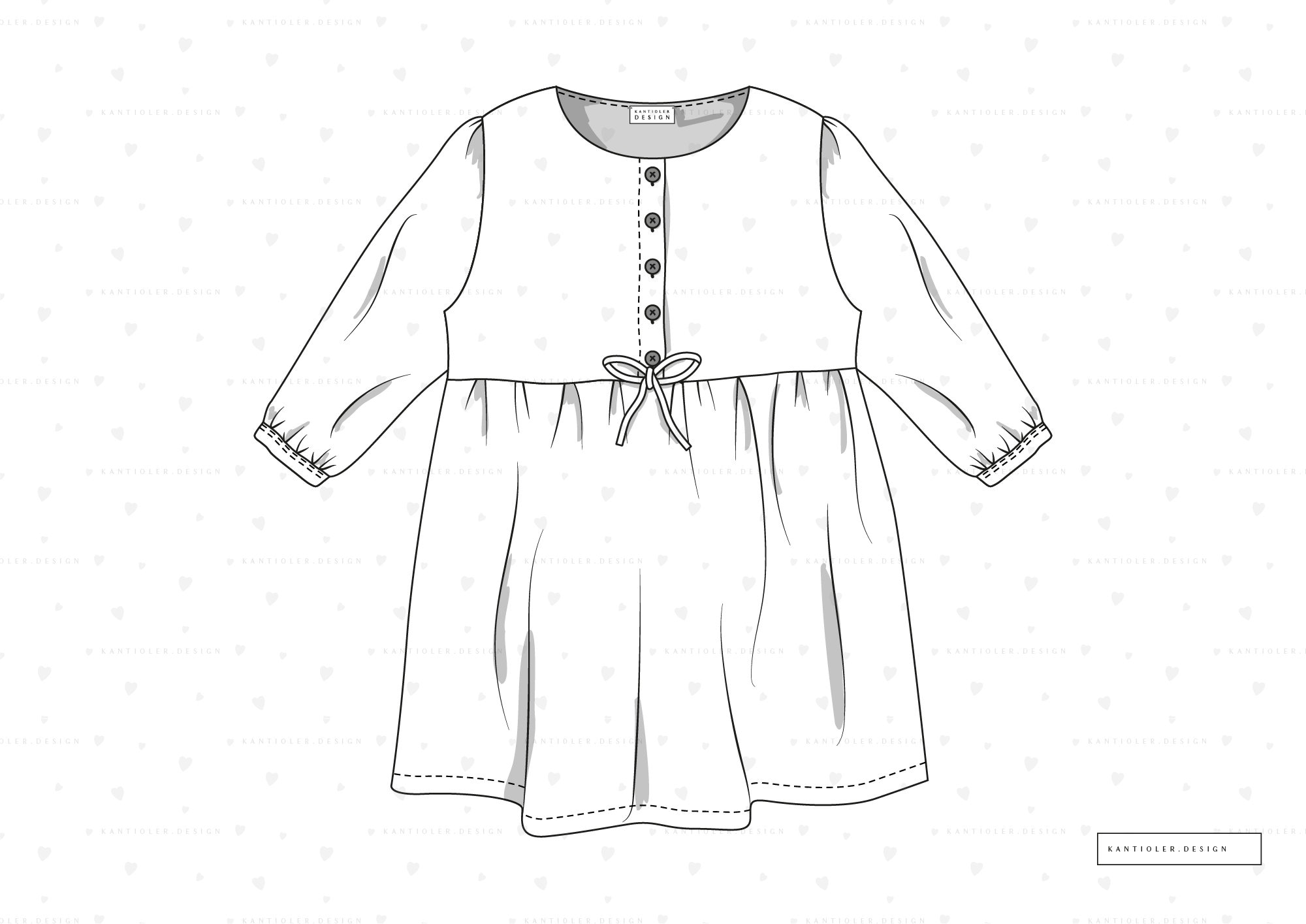 Baby Dress Template, Vector Mock Up, Fashion Flat Sketch, Design File ...