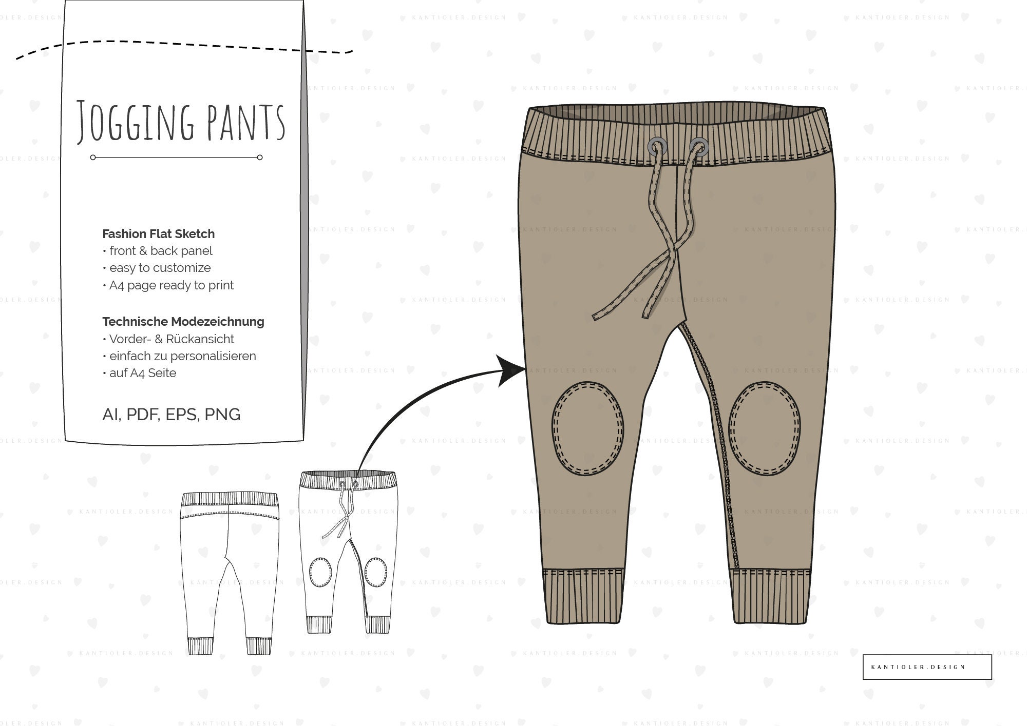 Baby Jogging Pants Template Vector Mock Up Fashion Flat Etsy