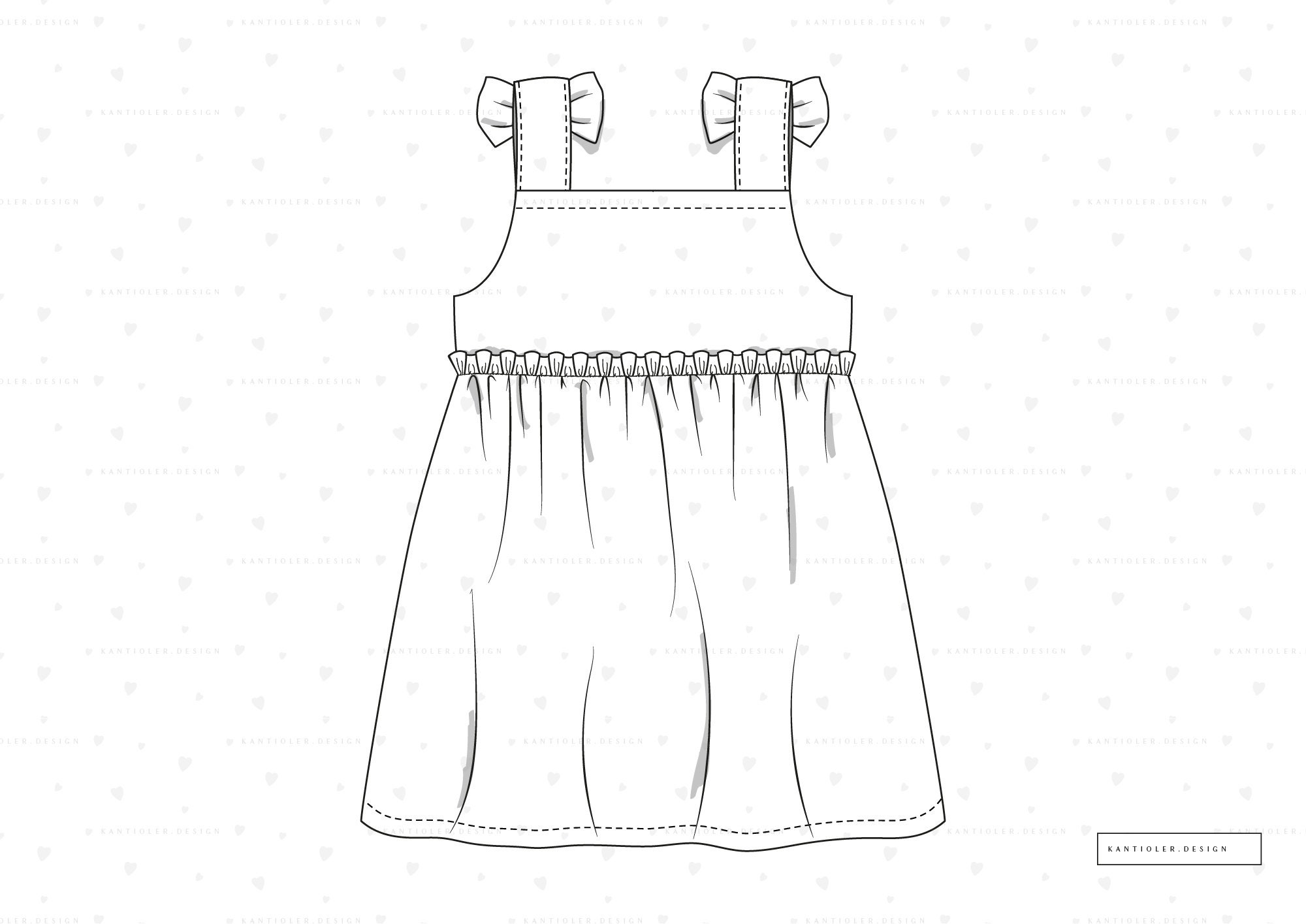 Baby Dress With Bow, Template, Vector Mock Up, Fashion Flat Sketch ...