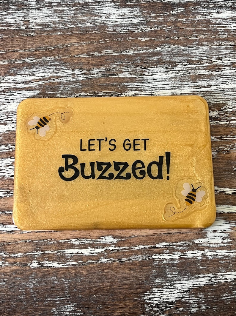 Let's Get Buzzed Cutting Board Resin Wood Cutting Board Charcuterie ...