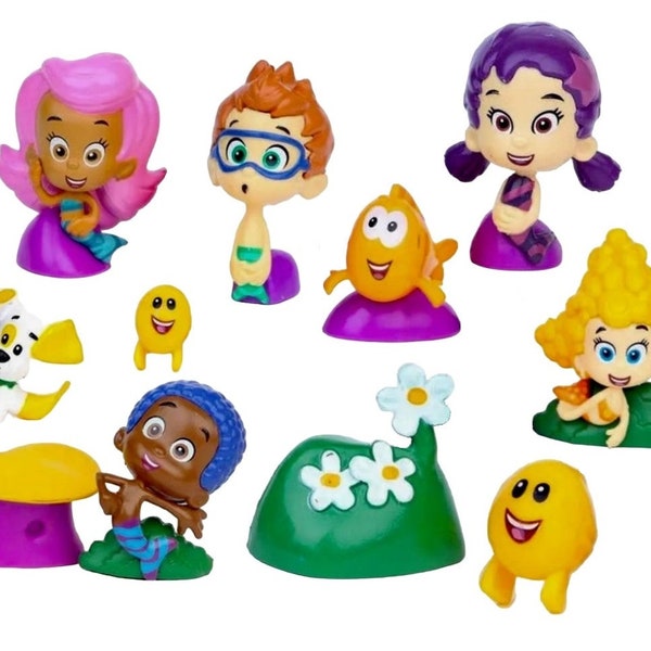 11pc Bubble Guppies party favor cake topper birthday Molly Goby Deema Oona Nonny Puppy Mr. Grouper 11 piece figure set