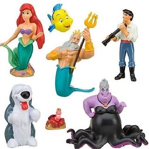 The Little Mermaid party favor cake topper birthday Ariel Sebastian Prince Eric Flounder 7 piece figure set Disney