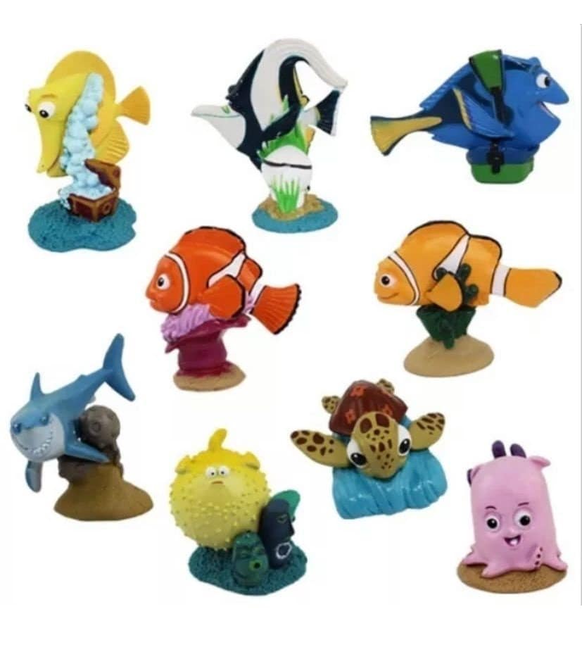 Finding Nemo, Action Figures, Nemo, Bloat, Bubbles, Pixar Film, Cake Toppers, Child's Toys