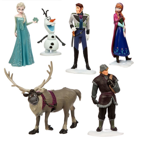 Frozen party favor cake topper birthday Elsa Anna Kristoff Olaf Sven Hans 6 piece figure set Disney Princess