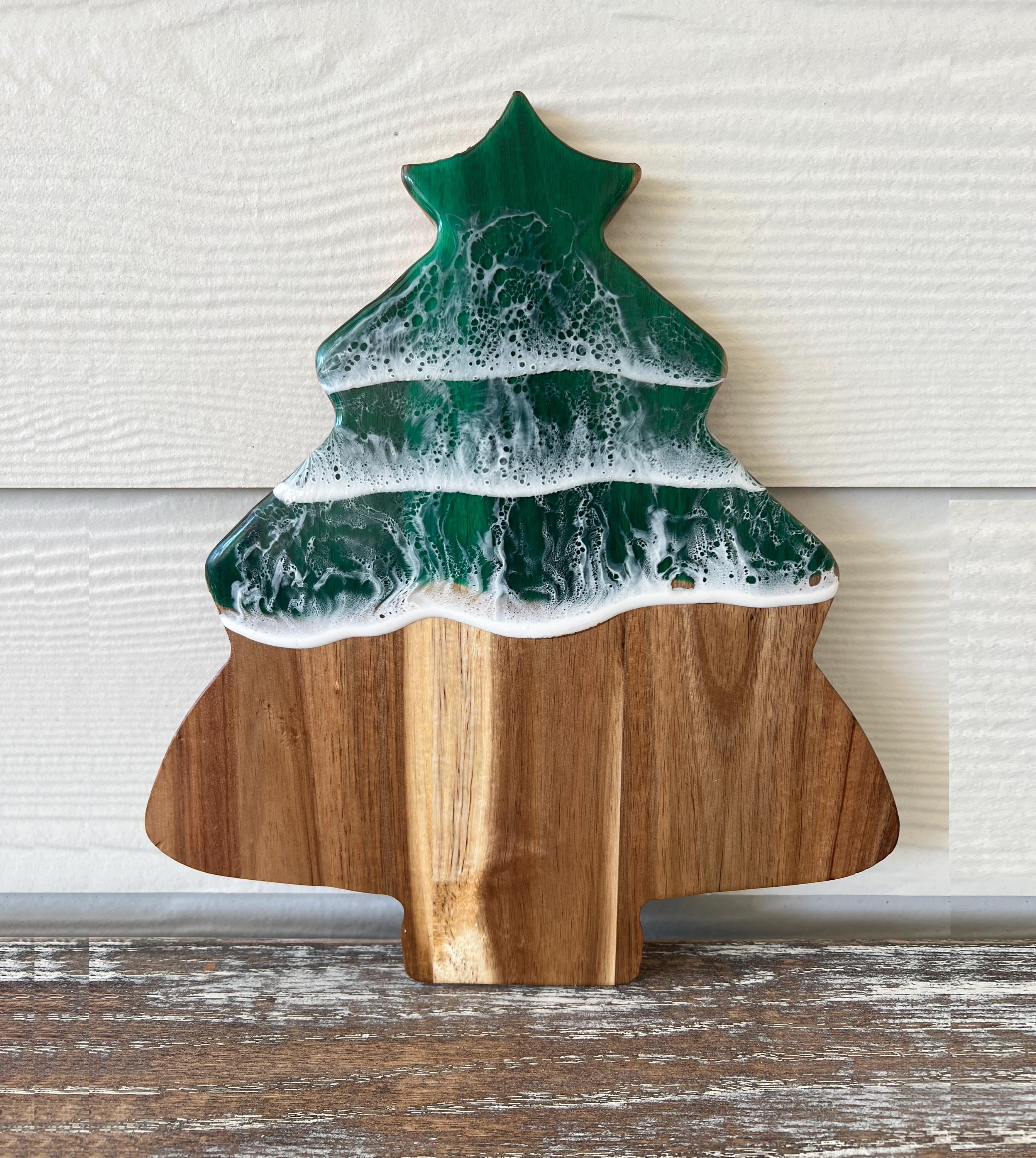CHRISTMAS TREE Ocean Waves Resin Wooden Cutting Board Charcuterie