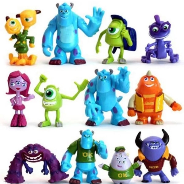 Monsters Inc party favor cake topper birthday Sulley Mike Wazowski Randall Monsters University 12 piece figure set Disney