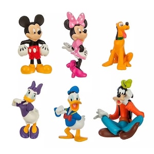 Mickey Mouse party favor cake topper birthday Minnie Mickey Mouse Pluto Goofy Daisy Donald Duck 6 piece figure set