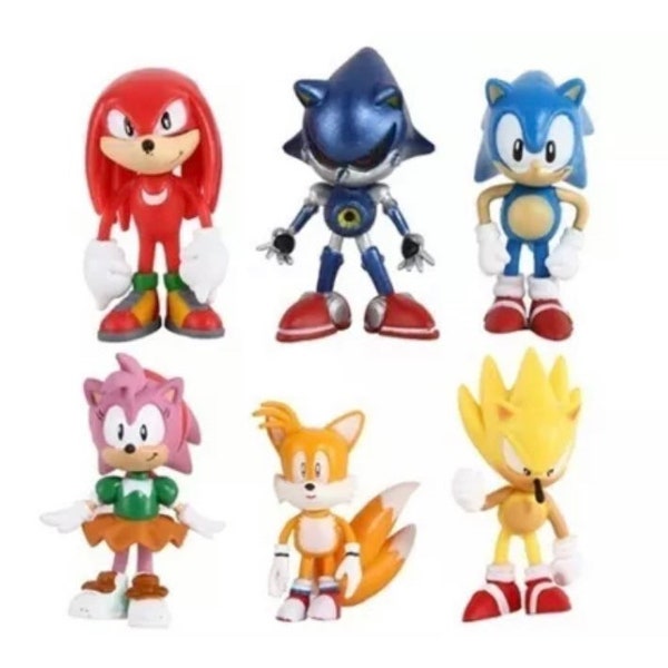Sonic the Hedgehog party favor cake topper Sonic the Hedgehog Tails Knuckles Amy 6 piece figure set