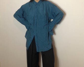 Vintage pure silk shirt vintage blouse Size XL-XXL